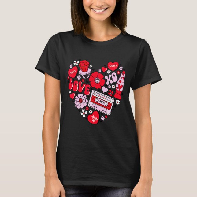 T-shirt Retro Love Valentines Day Xoxo Conversation Hearts (Devant)