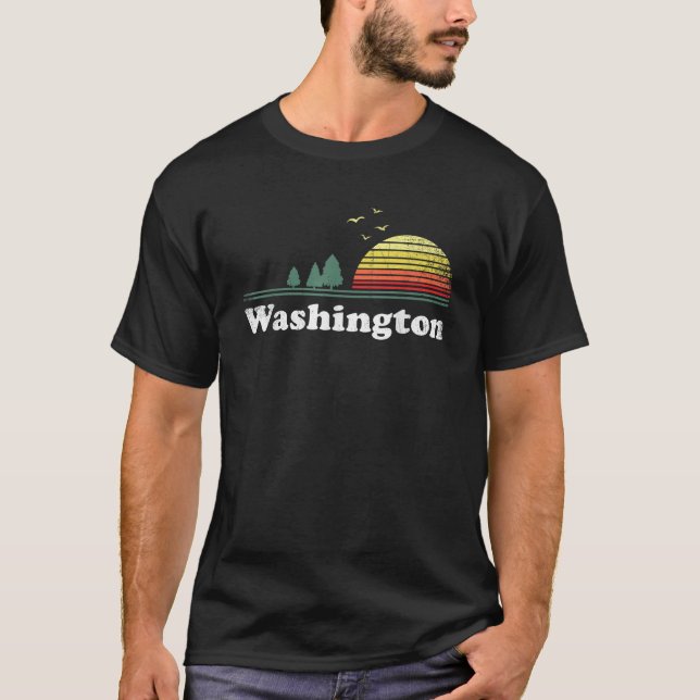 T-shirt Retro Love Washington Rustic Home State Citation s (Devant)