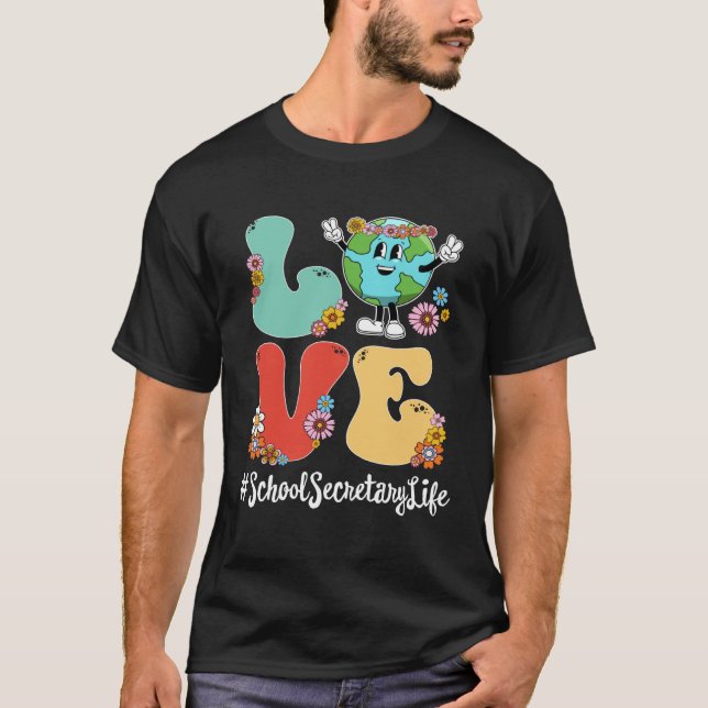 T-shirt Retro Love World Jour des terres 2023 Secrétaire d (Devant)