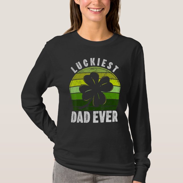 T-shirt Retro Luckiest Dad Ever Shamrock St Patricks Day F (Devant)