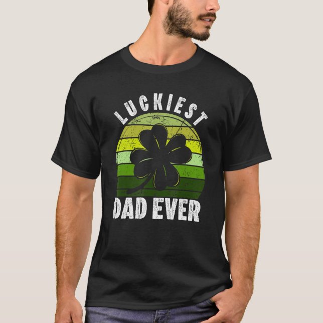T-shirt Retro Luckiest papa jamais Shamrock Jour de la Sai (Devant)