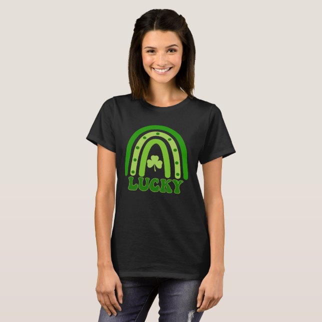 T-shirt Retro Lucky Trèfle Arc-en-ciel St. Patrick  (Devant entier)