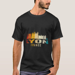 T-shirt Retro Lyon Skyline Vintage France Souvenir