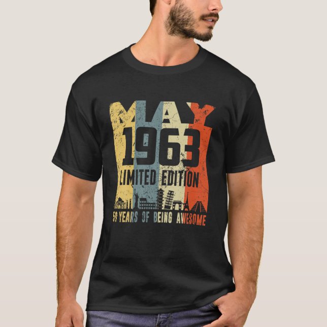 T-shirt Rétro Mai 1963 Funny 59E Anniversaire (Devant)