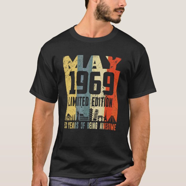 T-shirt Rétro mai 1969 53e anniversaire (Devant)