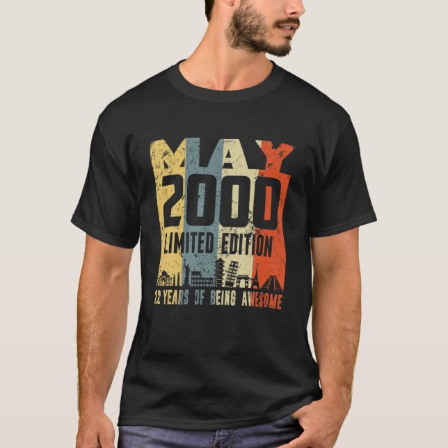 T-shirt Rétro Mai 2000 Drôle 22e Anniversaire (Devant)