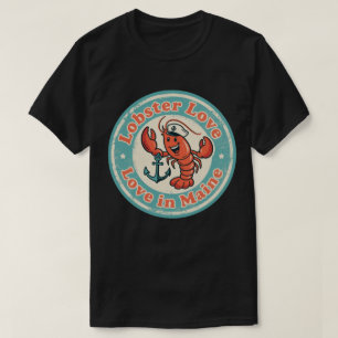 T-shirt Retro Maine Badge_ Homard Holding Ancre