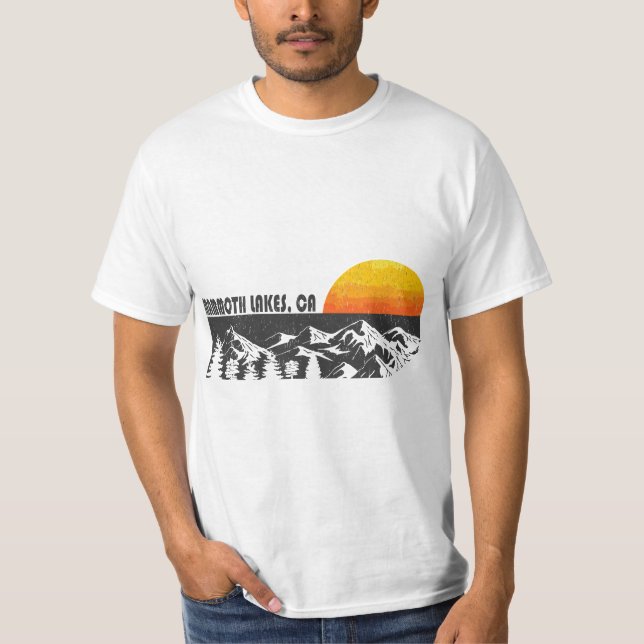 T-shirt Retro Mammoth Lakes California Mountain Sunset  (Devant)