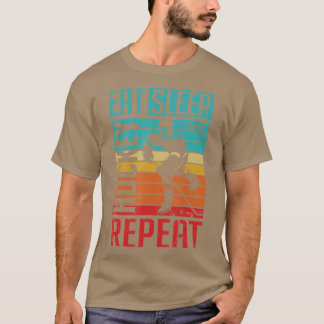T-shirt Retro Manger Dormir Hockey Répéter Sport Jeu Noël