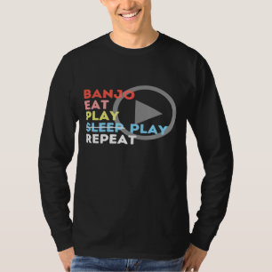 T-shirt Retro Manger Jouer Sleep Banjo Joueur