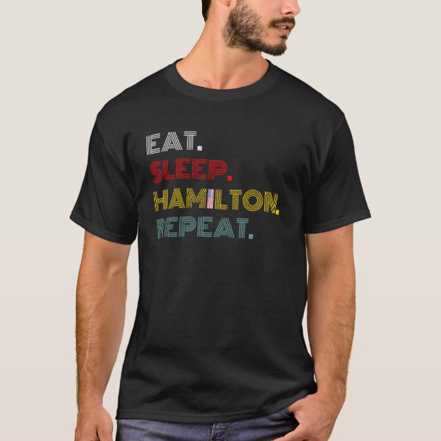 T-shirt Retro Manger Sleep Hamilton Répéter Fondation Vint (Devant)