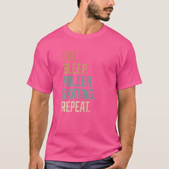 T-shirt Retro Mangez Roller Ski Répéter Vintage (Devant)