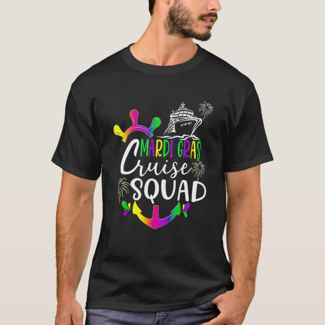 T-shirt Retro Mardi Gras Cruise Squad Matching Group (Devant)