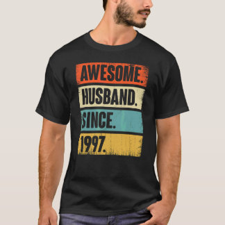 T-shirt Rétro Mari Awesome depuis 1997 25 Mariage Aniver