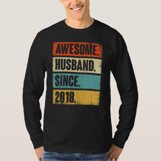 T-shirt Rétro Mari Awesome depuis 2018 4 Anivers Mariages