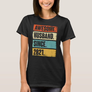 T-shirt Rétro Mari Awesome depuis 2021 1 Anivers Mariages
