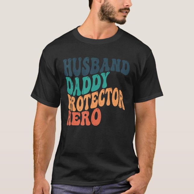 T-shirt Retro Mari Daddy Protector Hero Père Fête du Père (Devant)
