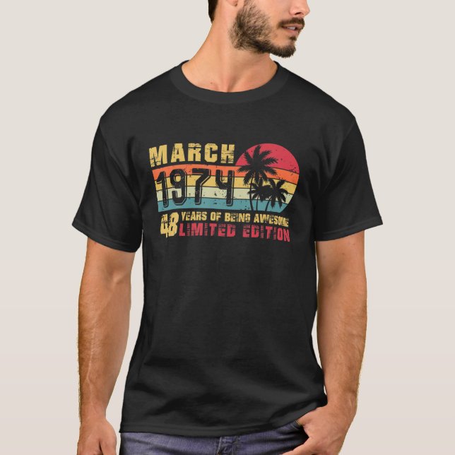T-shirt Rétro Mars 1974 48 Ans Édition Limitée 48E (Devant)