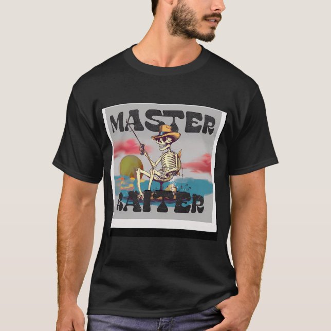 T-shirt retro Master Baiter with fishing skeleton (Devant)