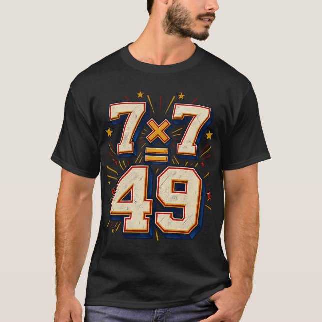 T-shirt rétro maths 7 x 7 = 49 (Devant)