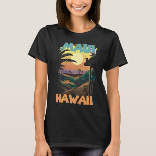 T-shirt Rétro Maui Hawaii Palmiers Océan Surf