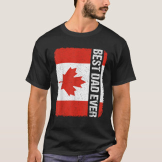 T-shirt Retro Meilleur Papa jamais Canada Drapeau Papa Can