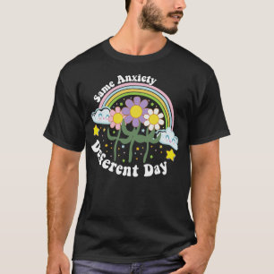 T-shirt Rétro Même Anxiété Différent Jour Rainbow Mental H