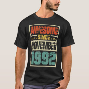 T-shirt Retro Mens 30 Ans Awesome Depuis Novembre 1992