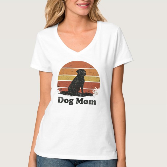 T-shirt Rétro Mère de Chien – Soleil Couchant Vint (Devant)