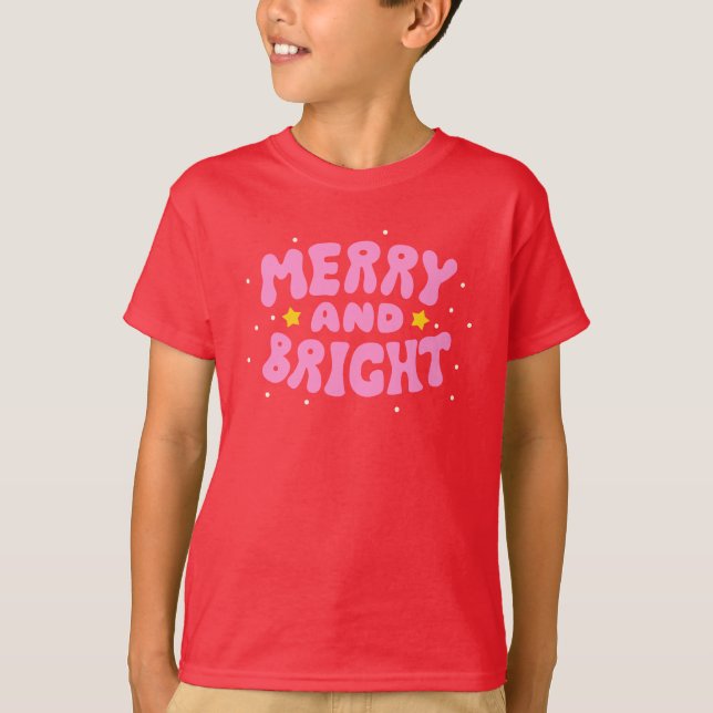 T-shirt Retro Merry et Bright Holiday Design (Devant)