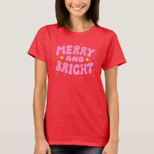 T-shirt Retro Merry et Bright Holiday Design