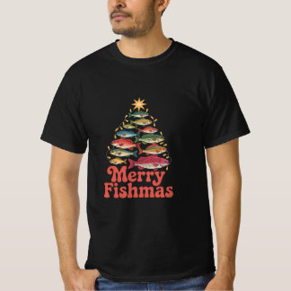 T-shirt Retro Merry Fishmas Fisherman Christmas Humor