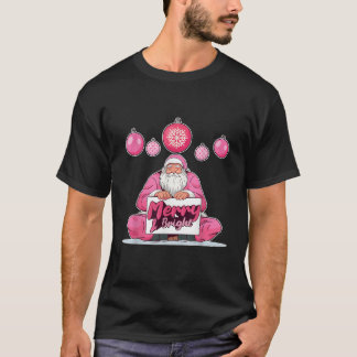 T-shirt Retro Merry Vintage clair Père Noël rose Christ