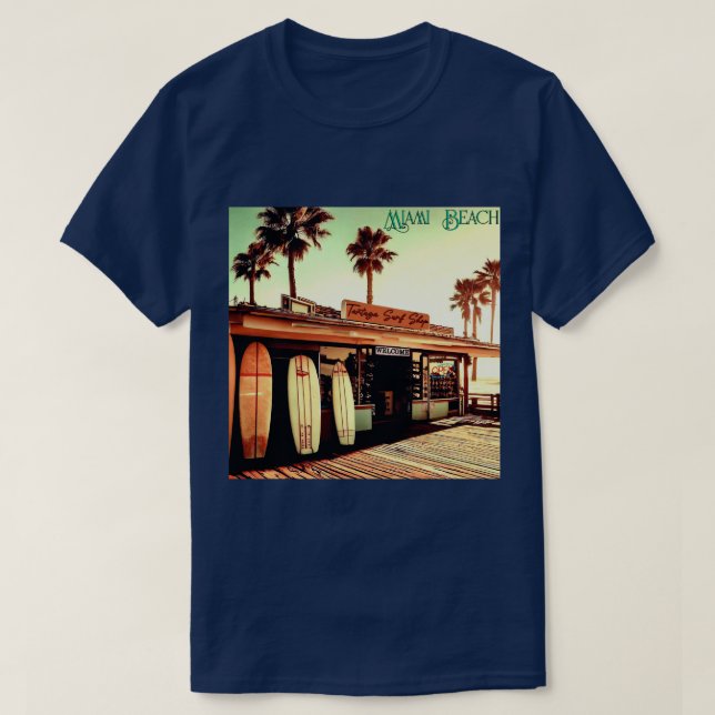 T-shirt Retro | Miami Beach | Boutique Surf | Unisex | T-s (Design devant)