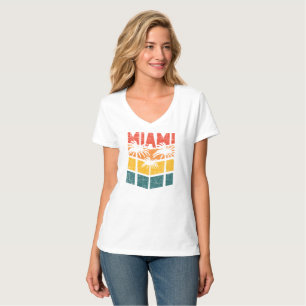 T-shirt Rétro Miami Florida Beach Souvenir Palm Tree ann