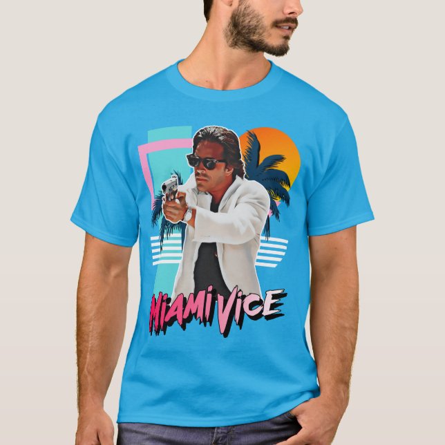 T-shirt Retro Miami Vice 80s Sonny Crockett (Devant)