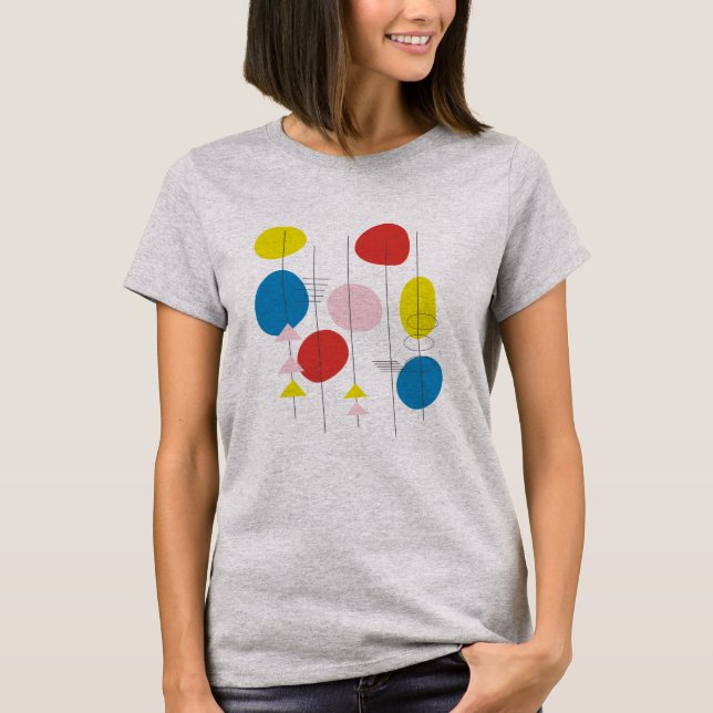 T-shirt Retro Mid Century Mod | Jaune et bleu (Devant)