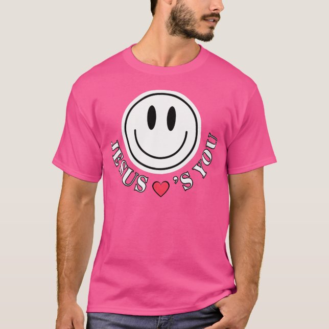 T-shirt Rétro minimal Jésus aime joyeux cadeau visage Chri (Devant)