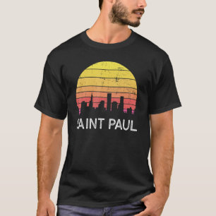 T-shirt Retro Minnesota Saint Paul Skyline Vintage Urban B