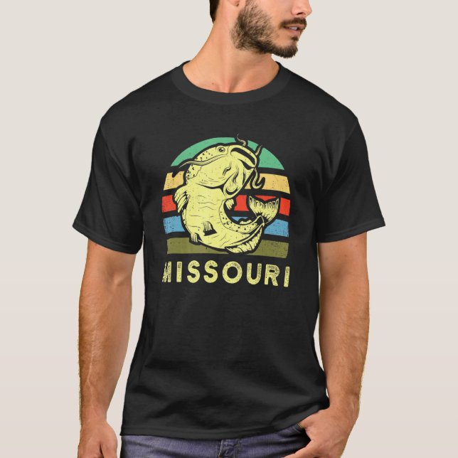 T-shirt Retro Missouri Catfish Pêcheur pêcheur pêcheur (Devant)