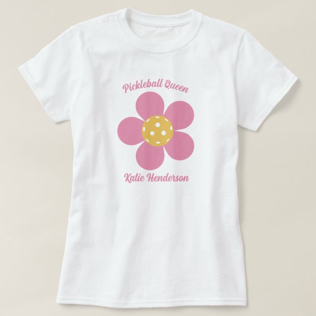 T-shirt Retro Mod les années 70 Pickleball Flower Personna (Design devant)
