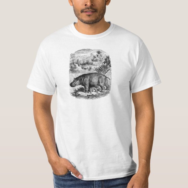 T-shirt Rétro modèle d'hippopotames de 1800s de bébé (Devant)