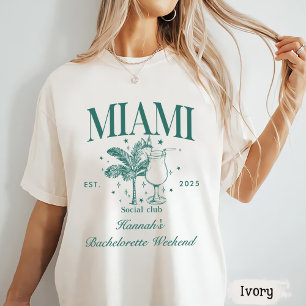 T-shirt Retro Modern Pink & Green Miami Bachelorette Party