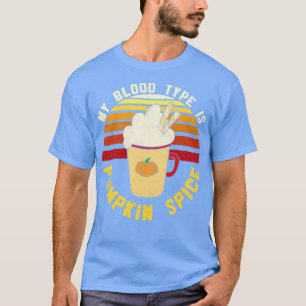T-shirt Rétro Mon groupe sanguin est Citrouille Épice Drôl