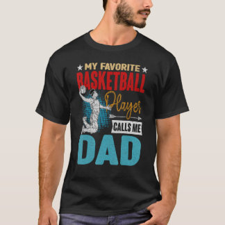 T-shirt Rétro Mon Joueur De Basket Favori M'Appelle Papa F