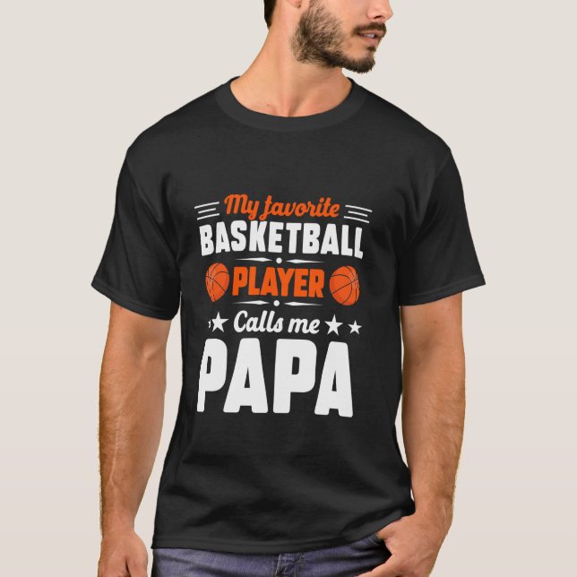 T-shirt Retro Mon Joueur De Basket Favori Me Appelle Papa (Devant)
