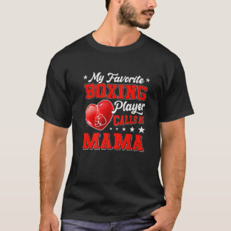 T-shirt Rétro Mon Joueur De Boxe Favorite M'Appelle Maman