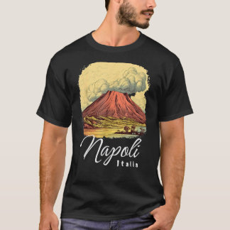 T-shirt Rétro Mont Vésuve Naples Italia Naples Italie Ital