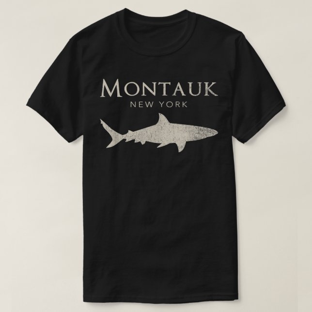 T-shirt Retro Montauk NY Shark (Design devant)