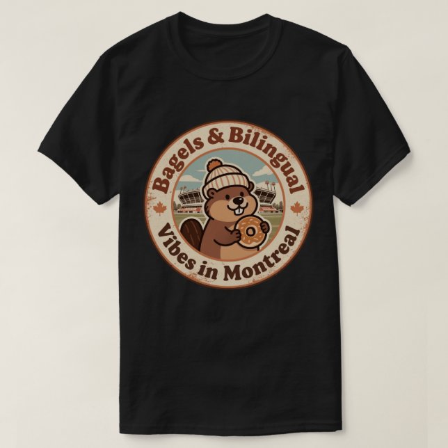 T-shirt Retro Montréal Bagel et Castor (Design devant)